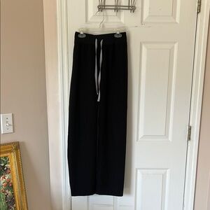Black Wide-Leg Pants with White Drawstring